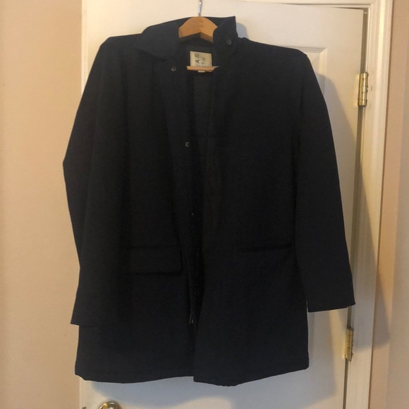 Brooks Brothers Italian Wool Top Coat Navy Blue